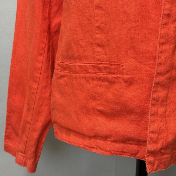 Tahari 100% Linen Cardigan Jacket Womens Sz S Coral Quiet Luxury Resort Coastal - Picture 7 of 9